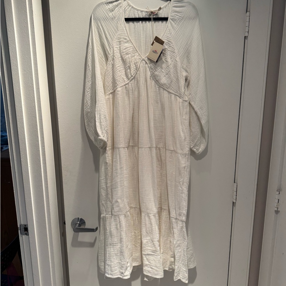 Feathery Dream Cotton midi dress